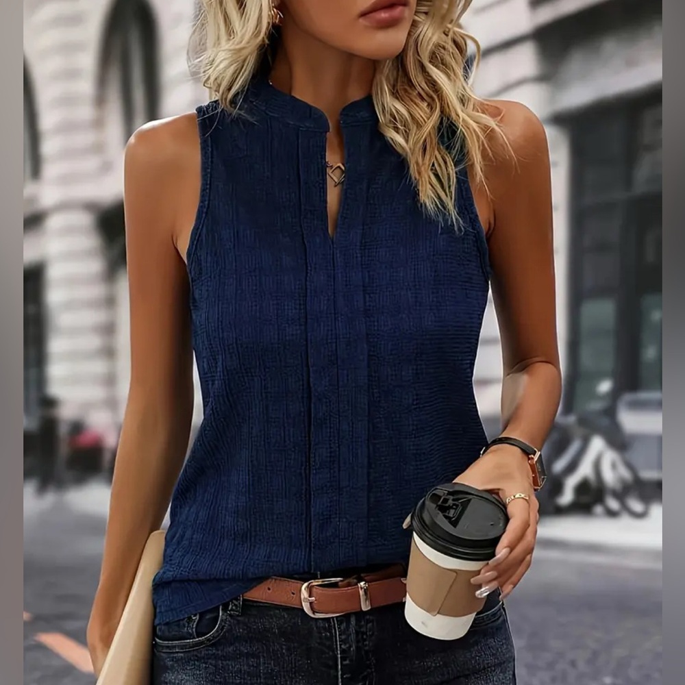 3 Pack Sleeveless Textured Blue Blouse